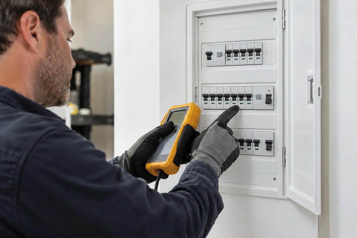 Kontrolle einer elektrischen Verteilung mit einem Messgerät